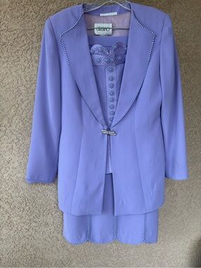 Lavender Women's Dress Suit with Embellished Jacket -